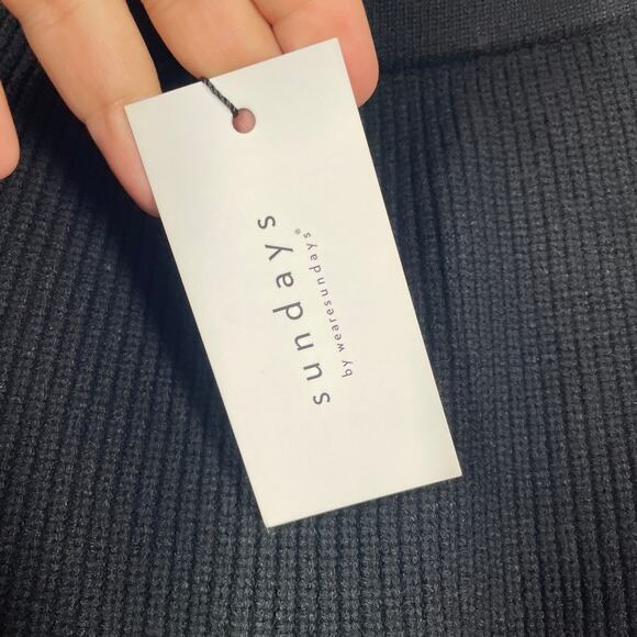 We Are Sundays Small Josephine Rib Knit A Line Skirt Black White Stripe Flared - Picture 9 of 9